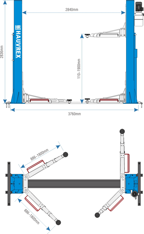 Kaksipilarinostin HTL-2860 — lisäkuva